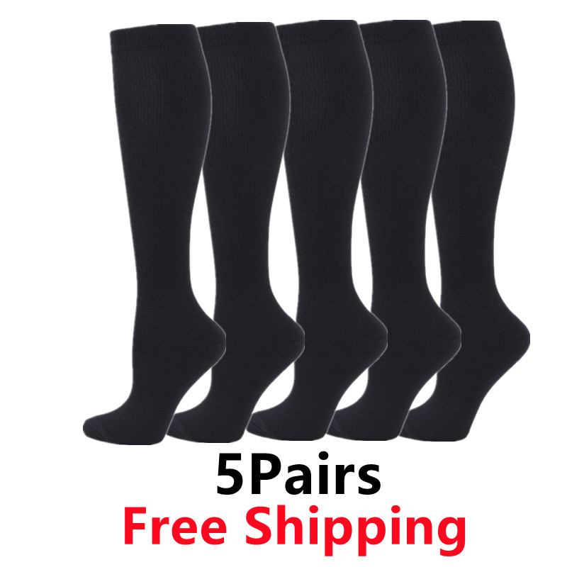 Compression Sock Medical - 男性と女性のための圧縮スポーツソックス,5ペア/パック,膝,高30mm,医療,静脈瘤,圧縮ストッキング