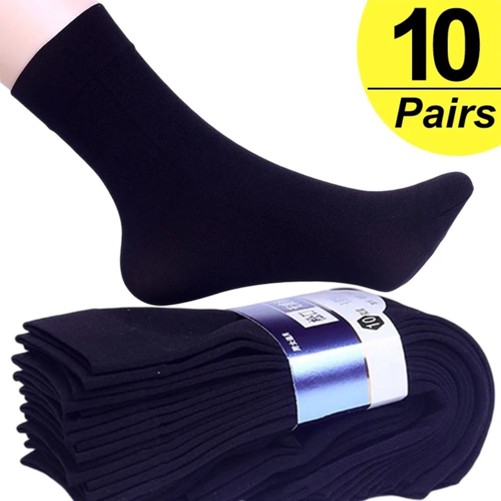 Silk Sock Bamboo - 10 ペアカジュアル通気性男性アイスシルクソックスソフト弾性超薄型ソックス固体ビジネスソックス