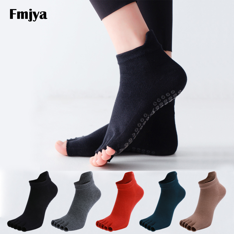 Grip Sock Yoga - ハーフトゥの滑り止めヨガソックス,通気性のある柔らかい綿,滑り止め,バレエダンス,ジム,オープントゥ,5本指