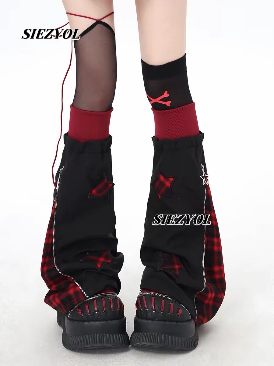 Boot Sock Slouchy - オリジナルチェック柄レッグウォーマー 2026年新作 甘くて多用途な女の子用ニーハイブーツ パッチワーク カラーブロック ニッチ