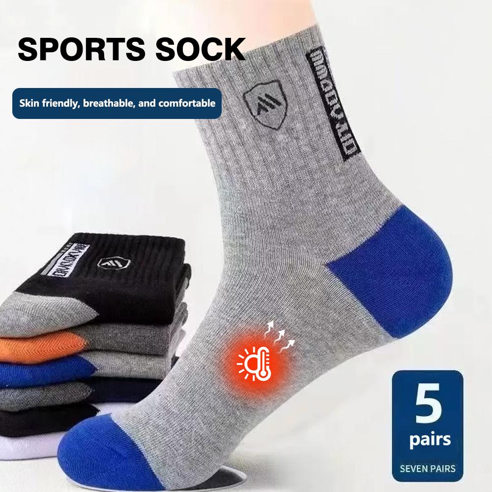 Cotton Crew Sock Pack - 5足組 メンズ 防臭・滑り止めソックス - 通気性・吸汗速乾 クルーソックス