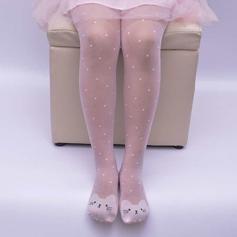 Tights Pantyhose Sheer - ダンスバレエタイツ キャット柄 薄手 ドット柄 ガールズ キッズ