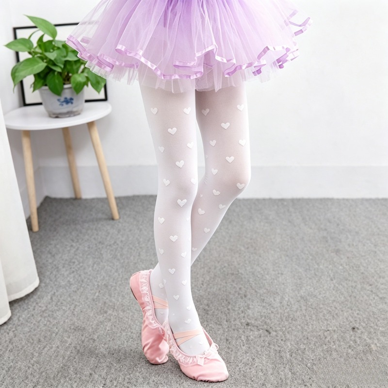 Tights Pantyhose Sheer - バレエ10Dハートボウデコレーションサマーバレエタイツシアーパンティストッキングスタジオデイリー卸売ソフト肌に優しいストレッチダンスストッキング