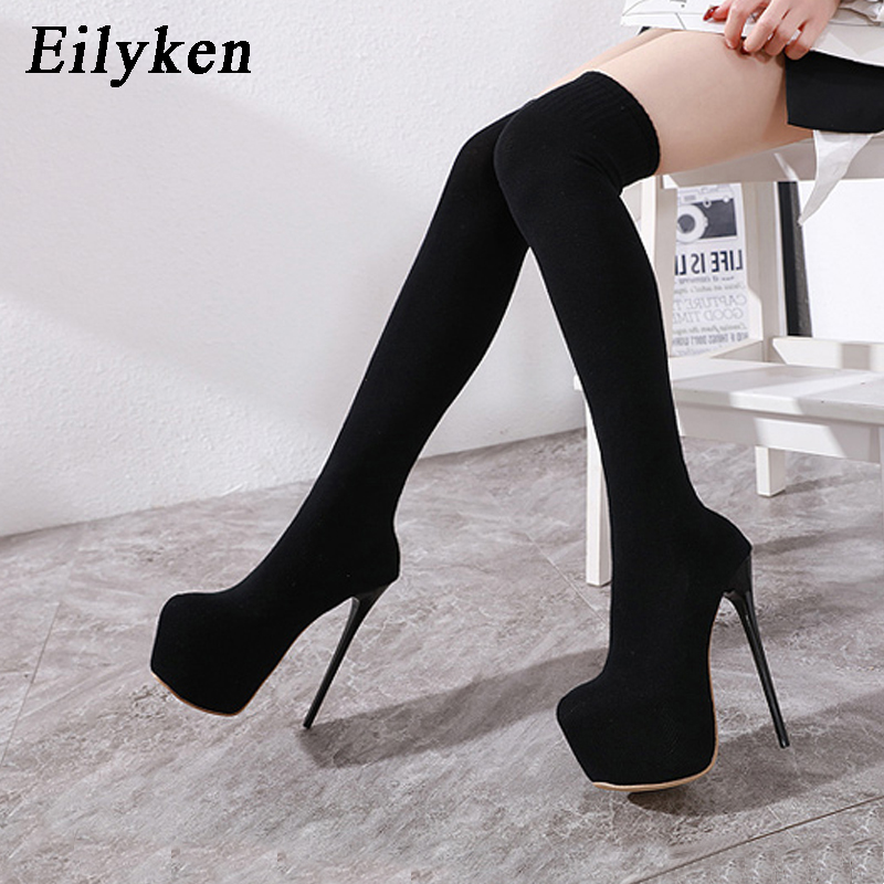 Knee High Sock Women - Eilyken-膝上ストレッチプラットフォーム生地,女性用ブーツ,太ももまでの靴下,スチレットヒール,ハイヒール,セクシーなクラブファッション