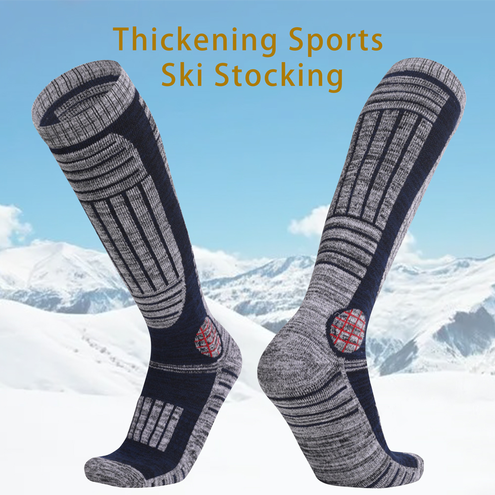 Thermal Sock Winter - 男性と女性のためのサーマルコットンスキーソックス、伸縮性のあるスポーツソックス、スノーボード、サイクリング、大人のスキー、暖かい脚、冬、1ペア
