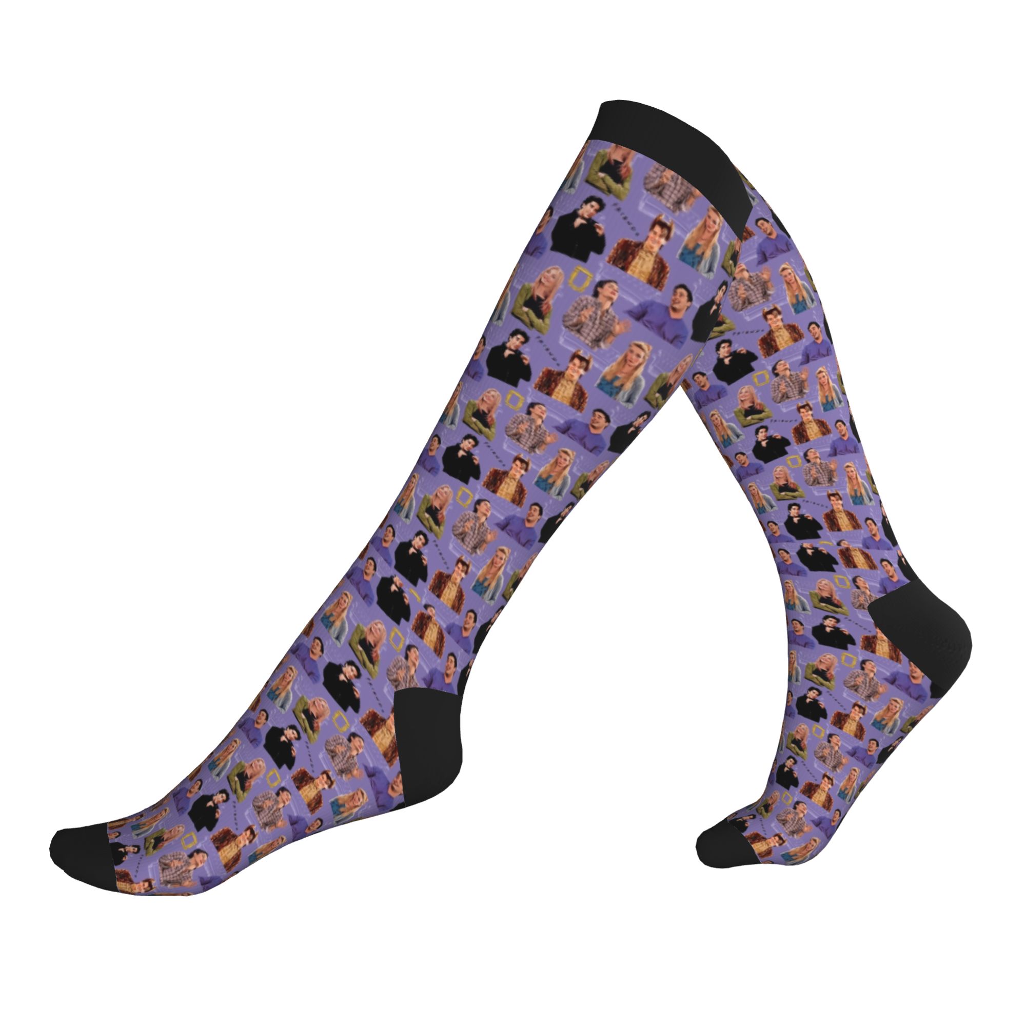 No Show Sock Women - 友達のシンボルコラージュテレビ番組男性女性スポーツコンプレッションソックスユニセックス楽しい3Dプリントドレスソックス