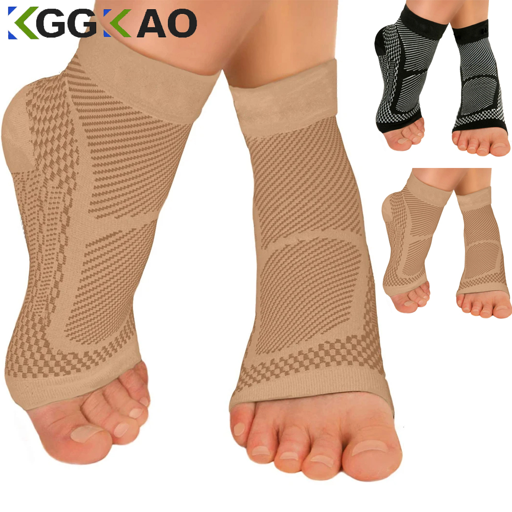 Ankle Brace Sock - スポーツアンクルサポートブレース、コンプレッションスリーブ、足底筋膜炎ソックス、腱炎、関節痛、かかとの腫れを和らげ、1ペア