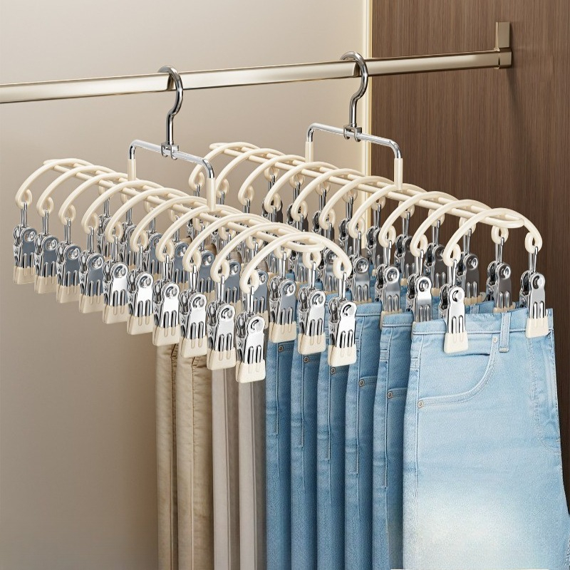 Sock Organizer Tray - クリップ付きパンツハンガー、滑り止めズボンラック、ステンレス製衣類乾燥ハンガー（パンツ、下着、靴下用）、家庭用収納