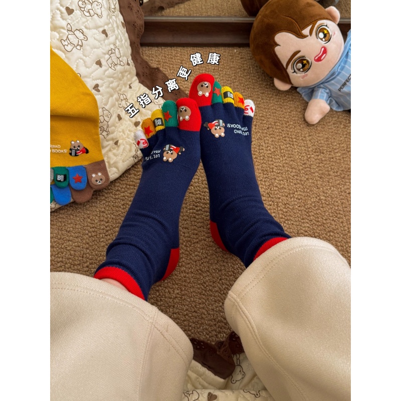 Toe Sock Split - ミディアムチューブ スプリットトゥ ラブリー 女性用 漫画風 ファイブフィンガーソックス