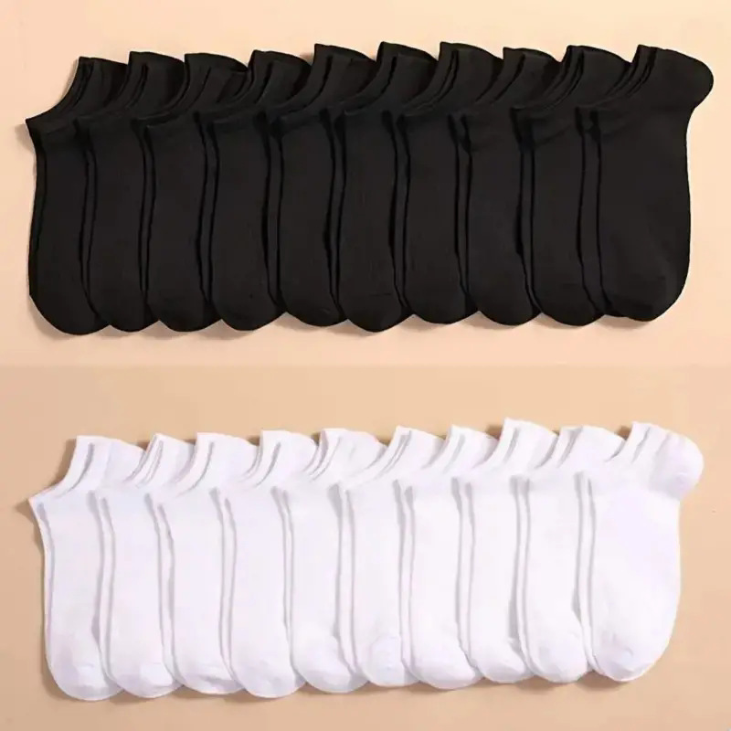 10足組 ブラック＆ホワイト ノーショーソックス ローカット - Ankle Sock Low Cut のレビューと価格