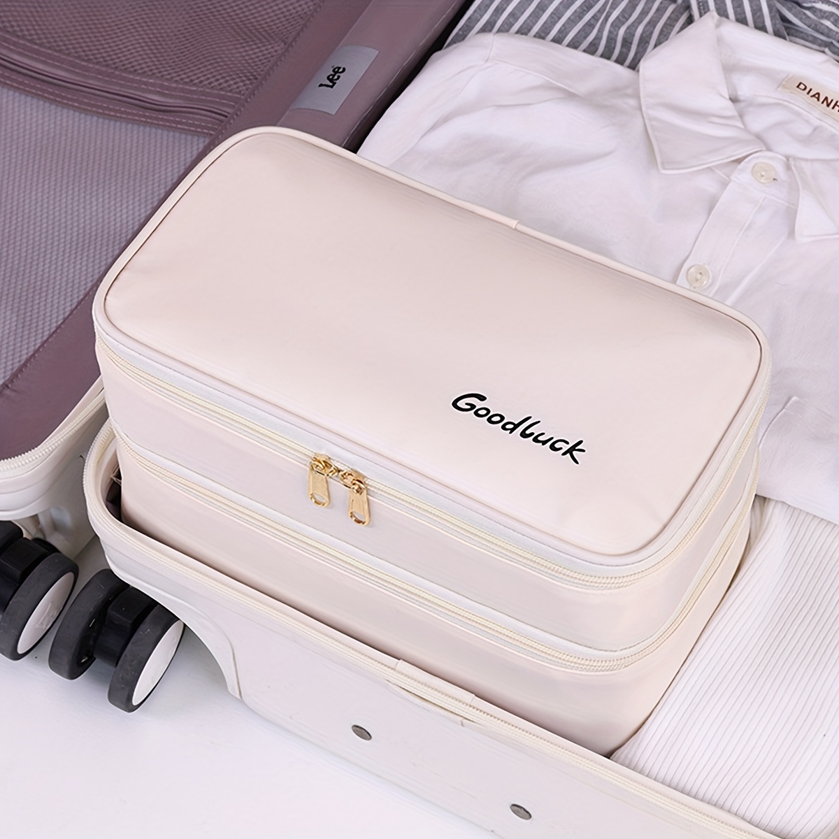 PU 三層下着収納袋ポータブルビジネストラベルブラジャーソッ - Sock Organizer Tray のレビューと価格