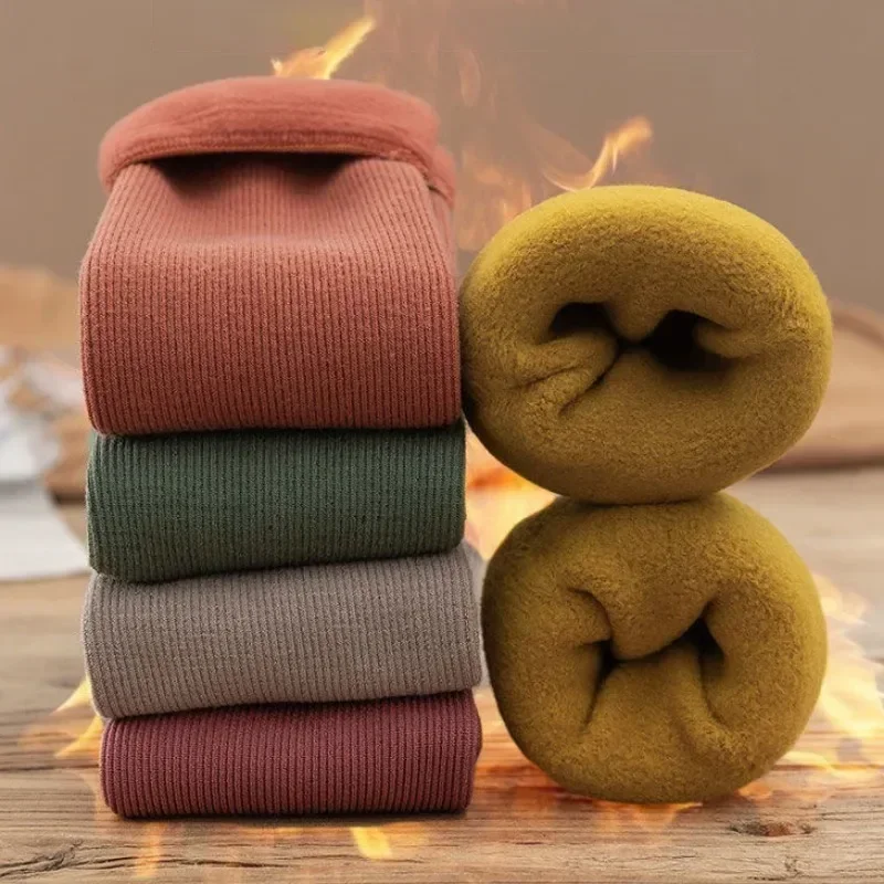 1-4 ペア暖かいフリース裏地付きミッドカーフソックスリブニ - Boot Sock Slouchy のレビューと価格