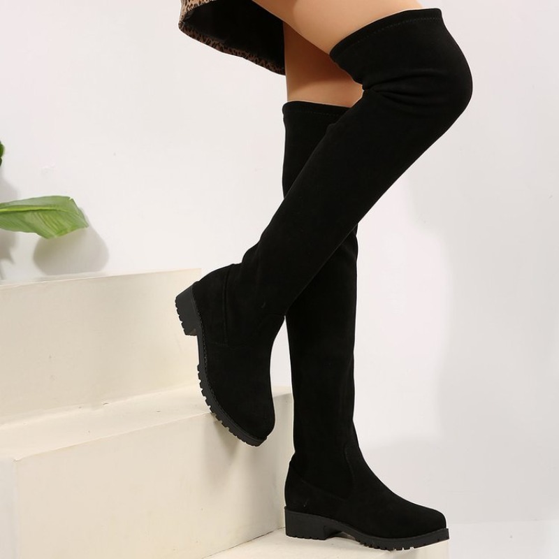 女性用ニーハイブーツ、太もも丈ストレッチスエード風素材、フラ - Knee High Sock Women のレビューと価格