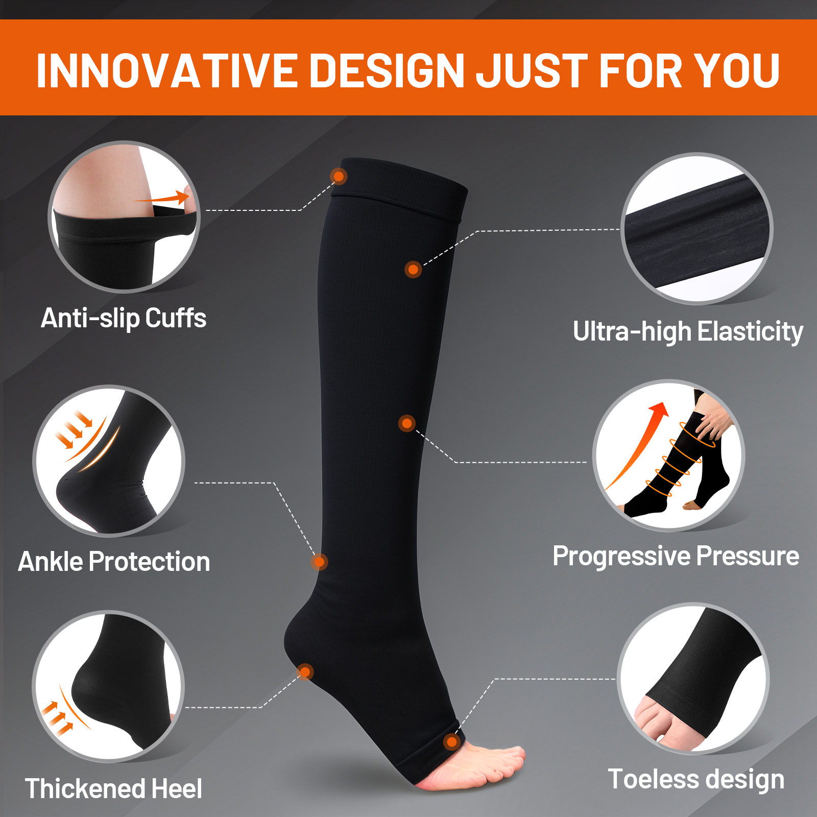 Cofoe 圧縮ソックス S-XXL 医療用静脈瘤予防つま先 - Compression Sock Medical のレビューと価格
