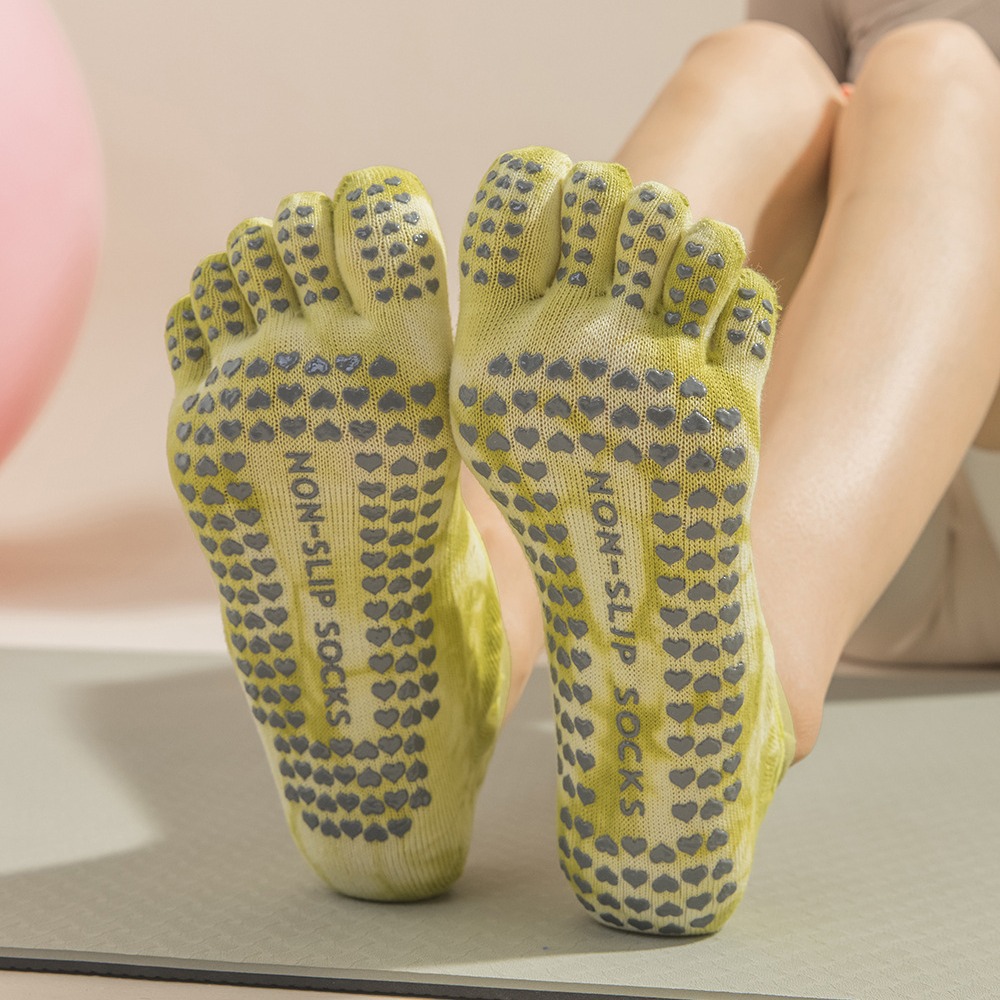 タイダイ柄の女性用5本指グリップソックス、ヨガ、ピラティス、 - Grip Sock Yoga のレビューと価格