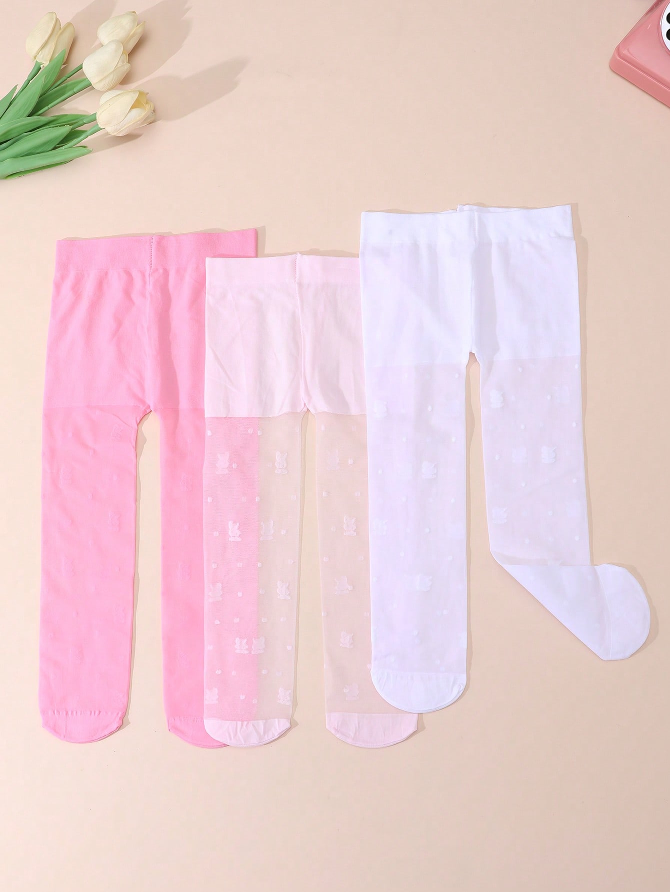 3 パック ガールズ ラビット プリント タイツ 0-14Y - Tights Pantyhose Sheer のレビューと価格