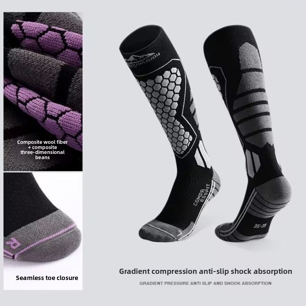 新しい厚みのあるスキーソックス滑り止めサーマルニーハイソック - Thermal Sock Winter のレビューと価格