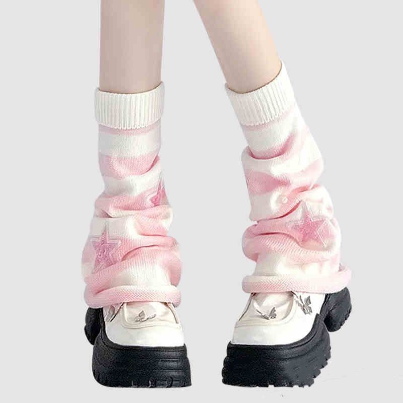 Y2K ストライプ レッグウォーマー スター ラインストーン - Boot Sock Slouchy のレビューと価格