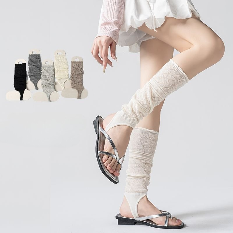 1 ペア美的レトロ中空薄型鐙付きスラウチカーフソックス女性用 - Boot Sock Slouchy のレビューと価格