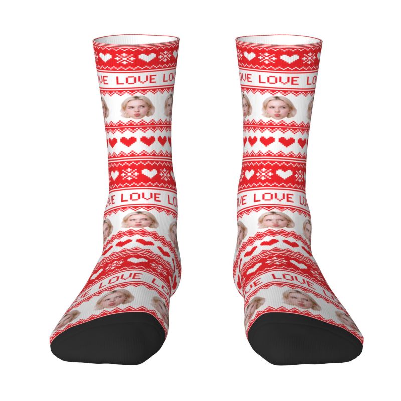 クリスマスパーソナライズされたカスタム顔写真ドレスソックスメ - Dress Sock Men のレビューと価格