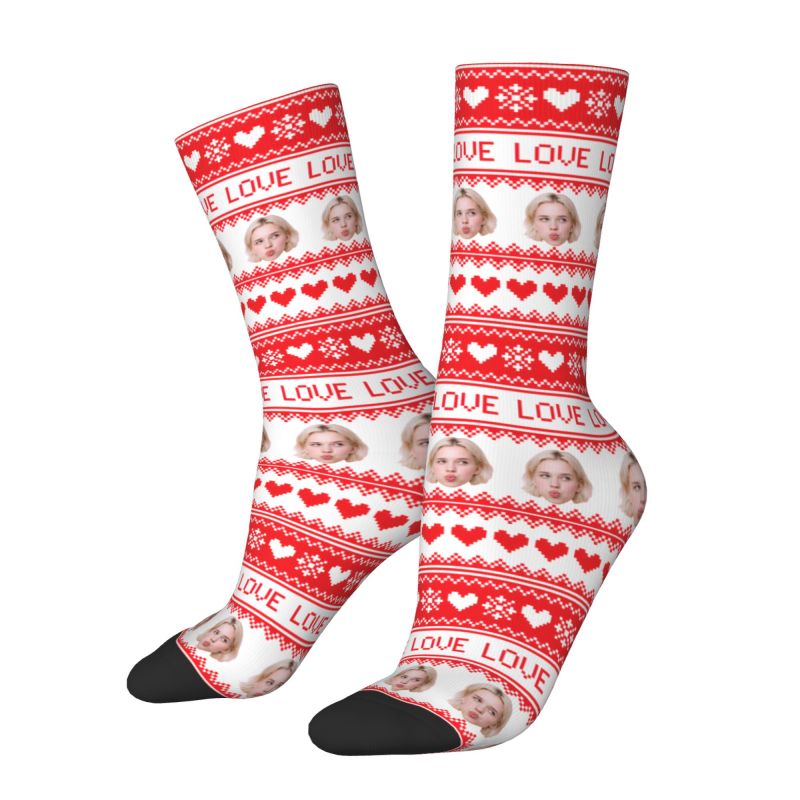 クリスマスパーソナライズされたカスタム顔写真ドレスソックスメ - Dress Sock Men のレビューと価格
