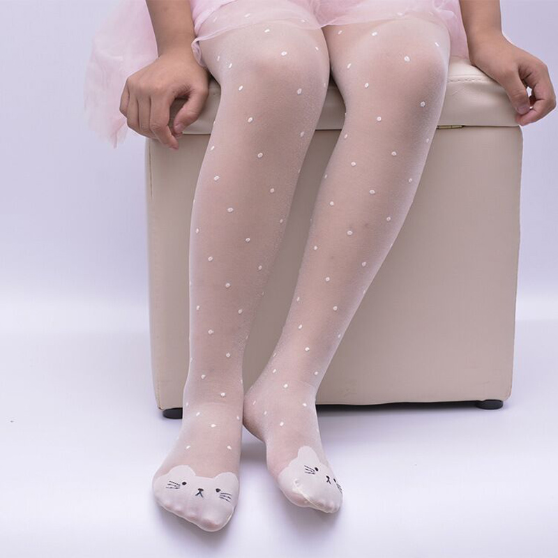 ダンスバレエタイツ キャット柄 薄手 ドット柄 ガールズ キ - Tights Pantyhose Sheer のレビューと価格