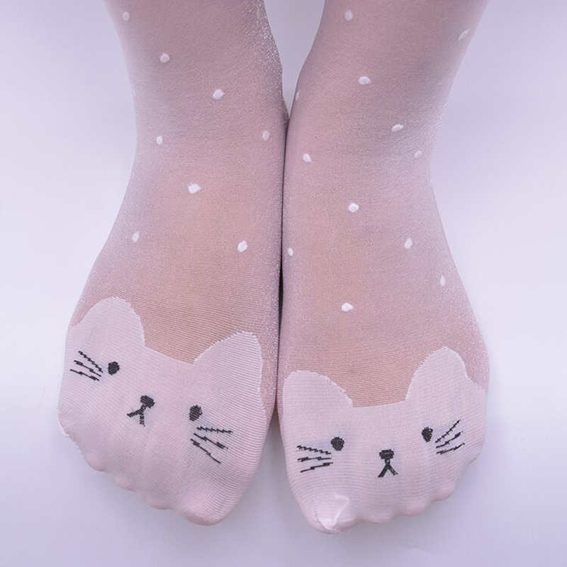 ダンスバレエタイツ キャット柄 薄手 ドット柄 ガールズ キ - Tights Pantyhose Sheer のレビューと価格