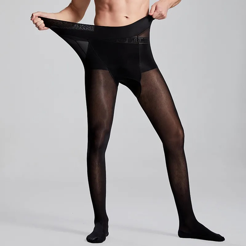 プラスサイズ男性用セクシーな透ける黒の春・秋用薄手スポーツバ - Tights Pantyhose Sheer のレビューと価格
