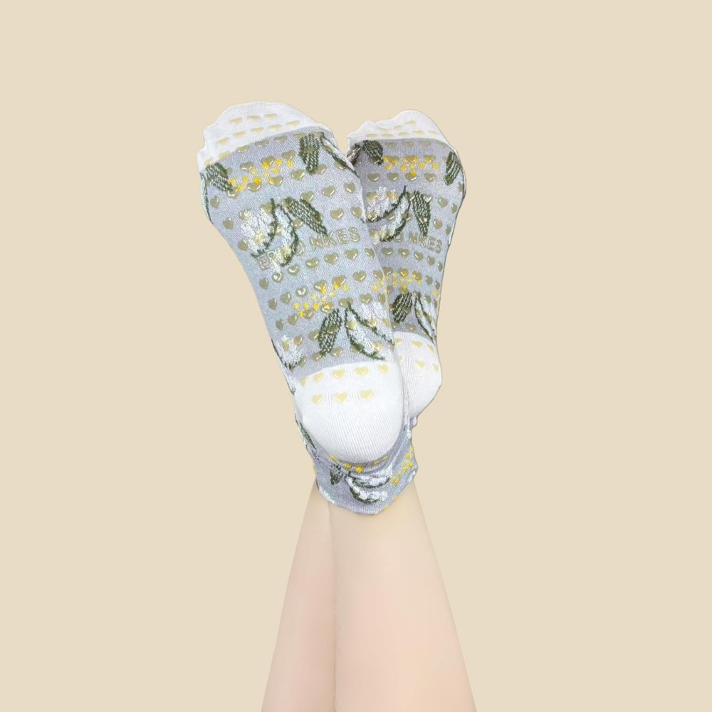 女性用花柄ジャカードヨガソックス – フィットネスや日常着用 - Grip Sock Yoga のレビューと価格