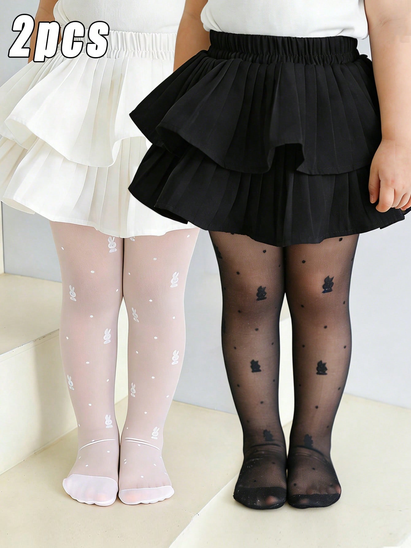 2 パック幼児女の子用ウサギプリントタイツ 0-14Y 日焼 - Tights Pantyhose Sheer のレビューと価格