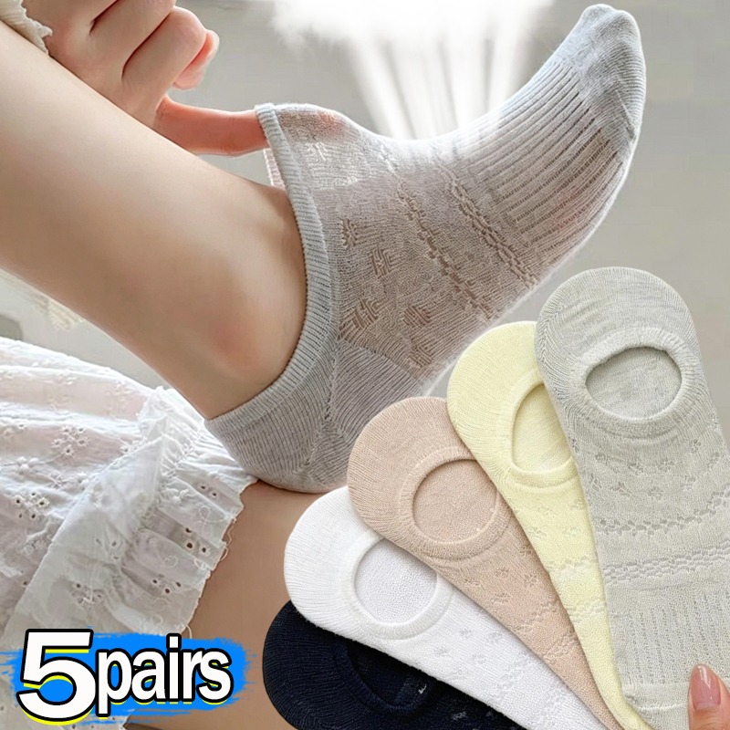 レースの透かし模様のバレエソックス、女性用、見えないノーショ - Invisibility Sock Loafer のレビューと価格