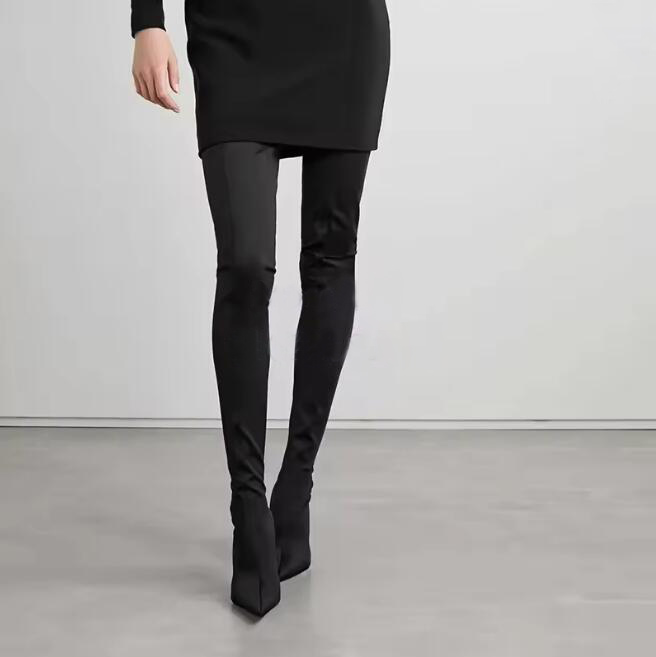 セクシーなレオパード柄のオーバーニーストレッチソックスブーツ - Knee High Sock Women のレビューと価格