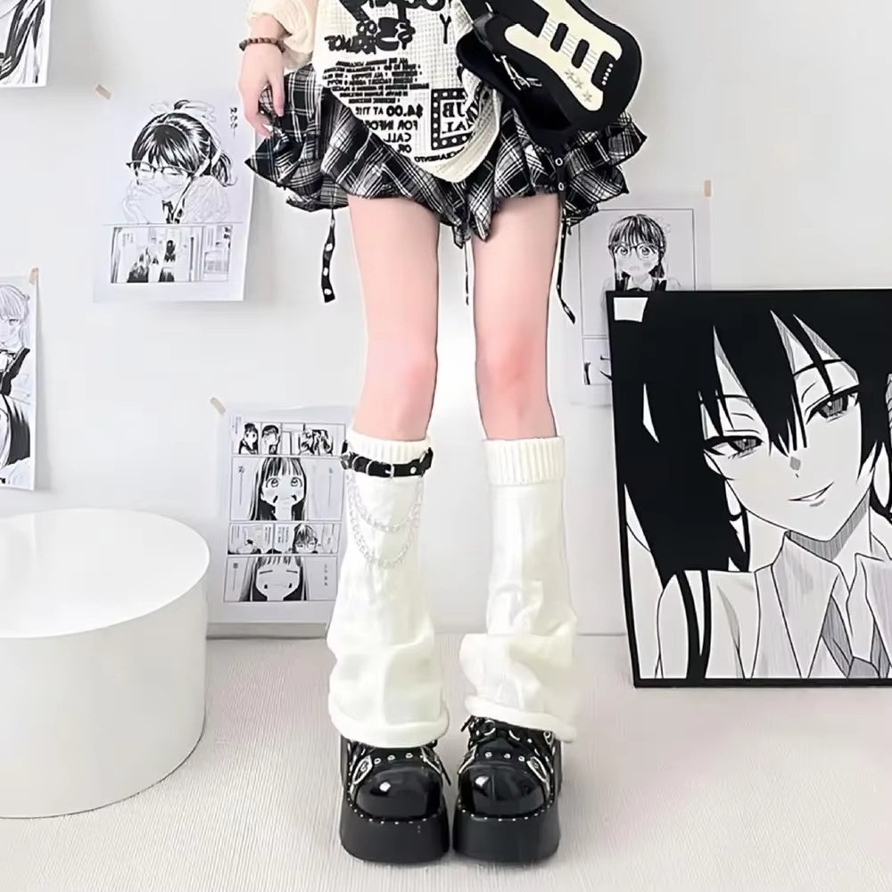 日本のハラジュクスタイルのニットレッグウォーマー、ルーズなニ - Boot Sock Slouchy のレビューと価格