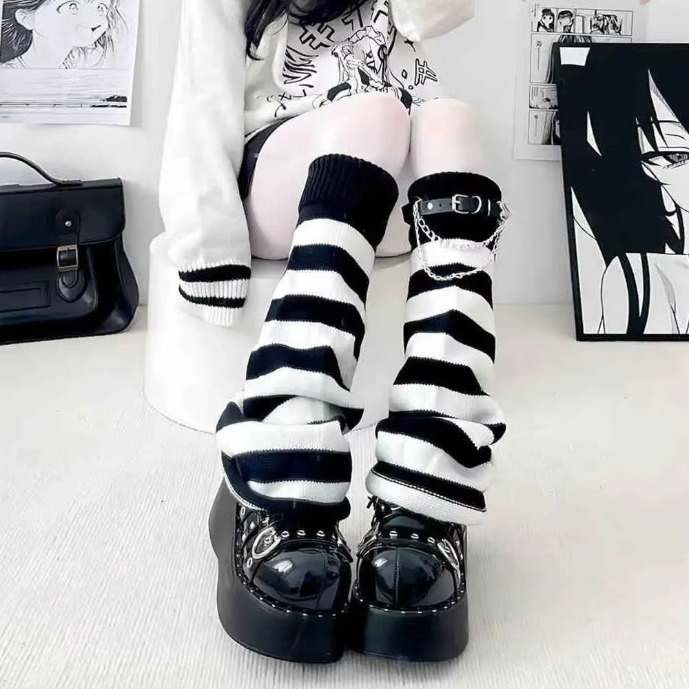 日本のハラジュクスタイルのニットレッグウォーマー、ルーズなニ - Boot Sock Slouchy のレビューと価格