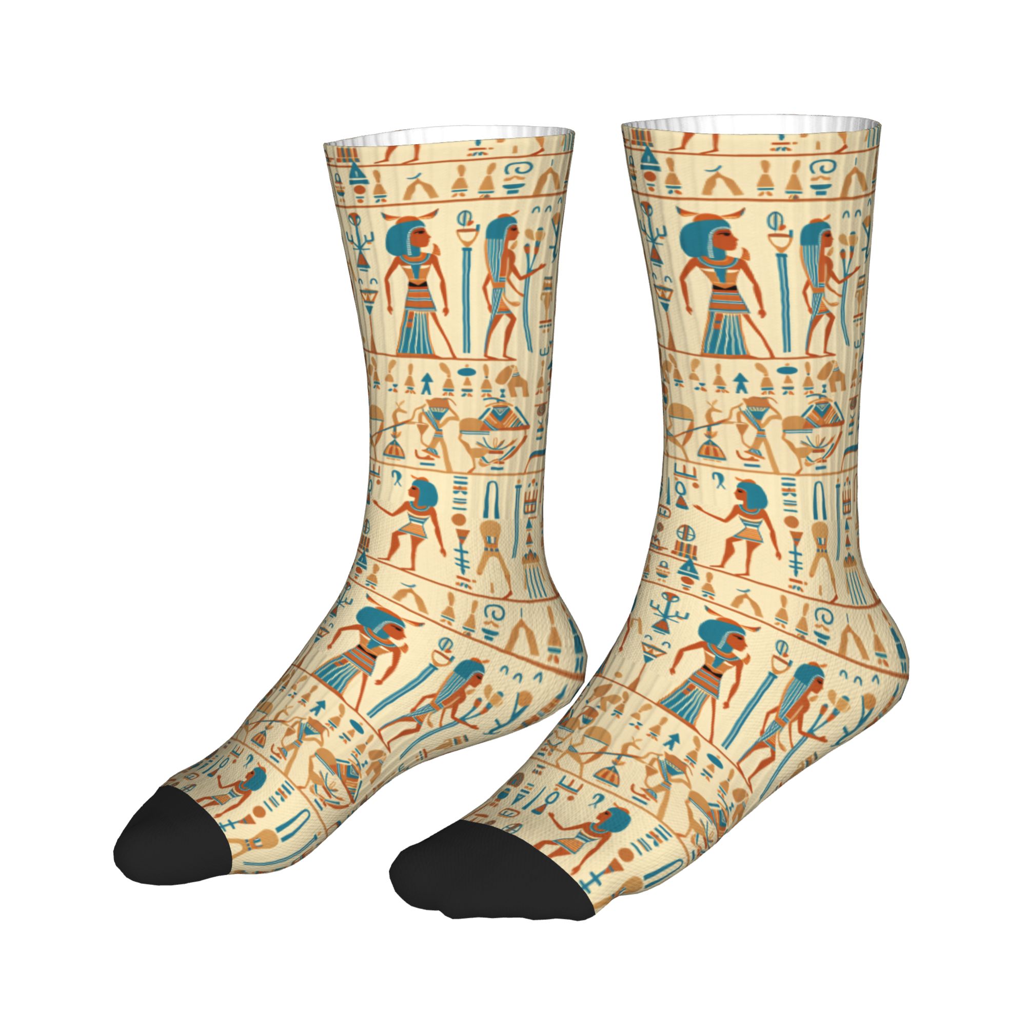 エジプトの神々とシンボル柄のドレスソックス メンズ レディー - Dress Sock Men のレビューと価格