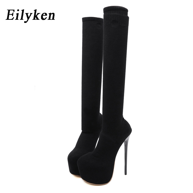 Eilyken-膝上ストレッチプラットフォーム生地,女性用ブ - Knee High Sock Women のレビューと価格