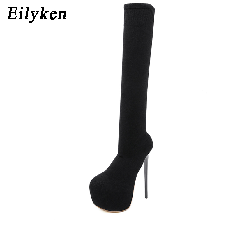 Eilyken-膝上ストレッチプラットフォーム生地,女性用ブ - Knee High Sock Women のレビューと価格