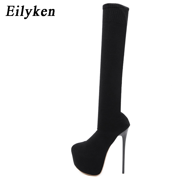 Eilyken-膝上ストレッチプラットフォーム生地,女性用ブ - Knee High Sock Women のレビューと価格