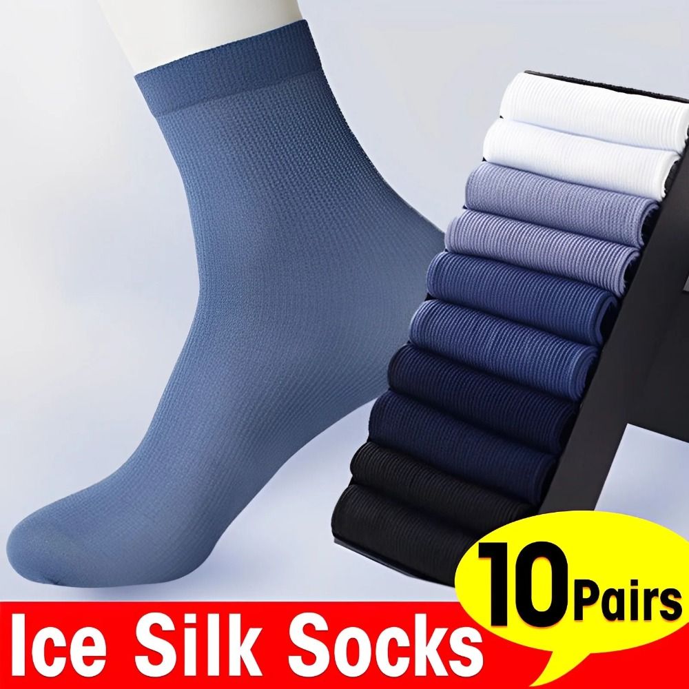 10 ペアファッション通気性男性アイスシルク靴下ソフト弾性超 - Silk Sock Bamboo のレビューと価格