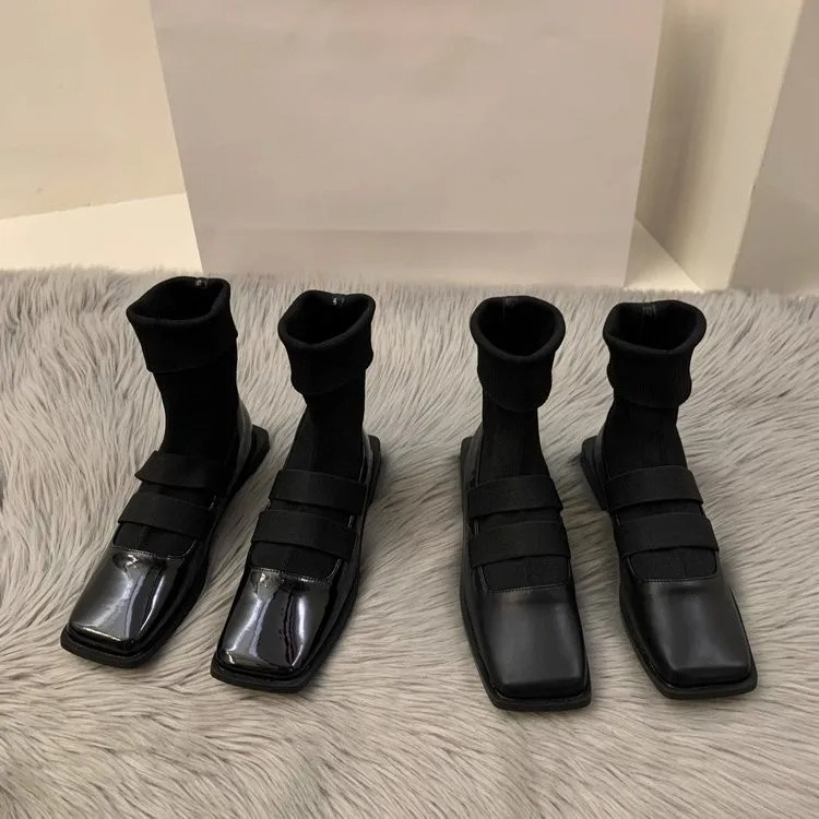 英国スタイルのスクエアニットソックスブーツ 2023 新しい - No Show Sock Women のレビューと価格