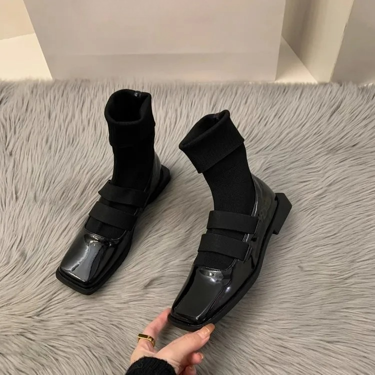 英国スタイルのスクエアニットソックスブーツ 2023 新しい - No Show Sock Women のレビューと価格