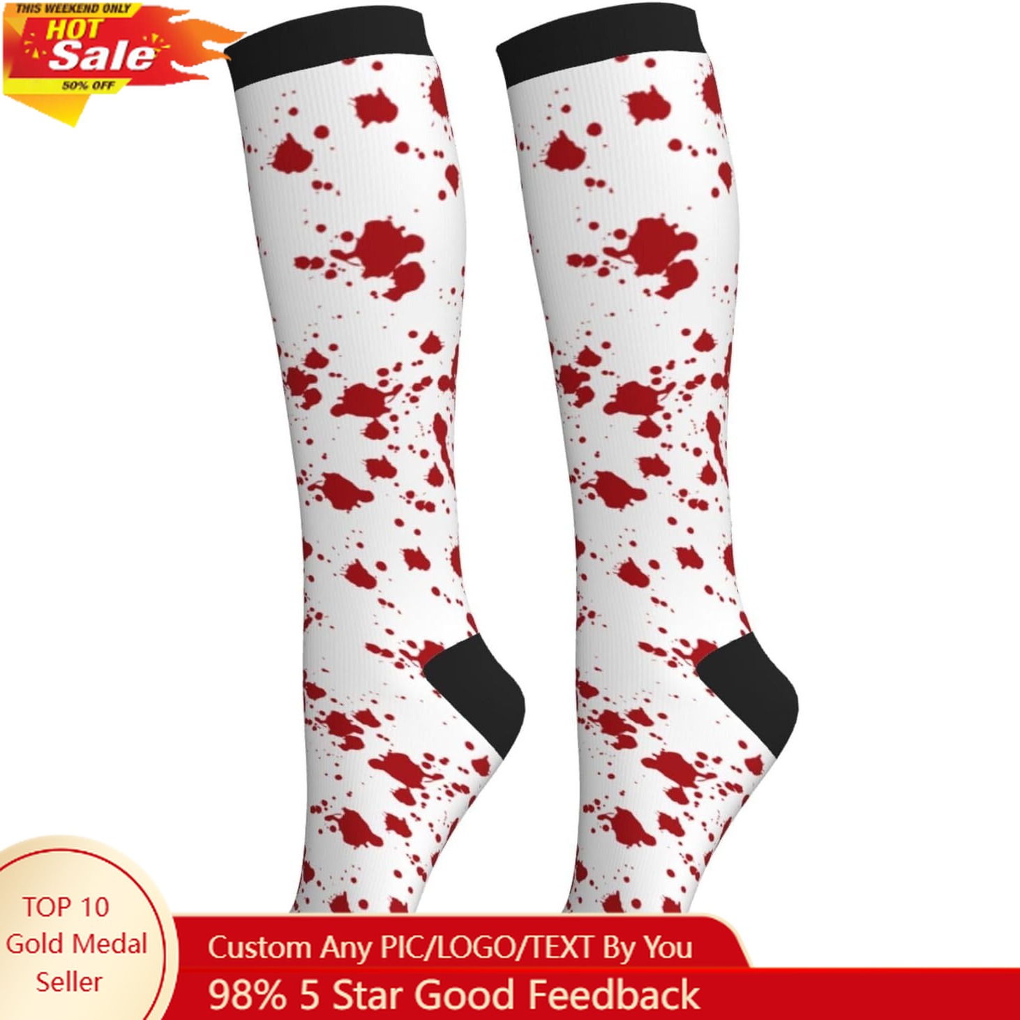 圧縮ソックスふくらはぎ膝高サポートソックスノベルティ女性男性 - Knee High Sock Women のレビューと価格