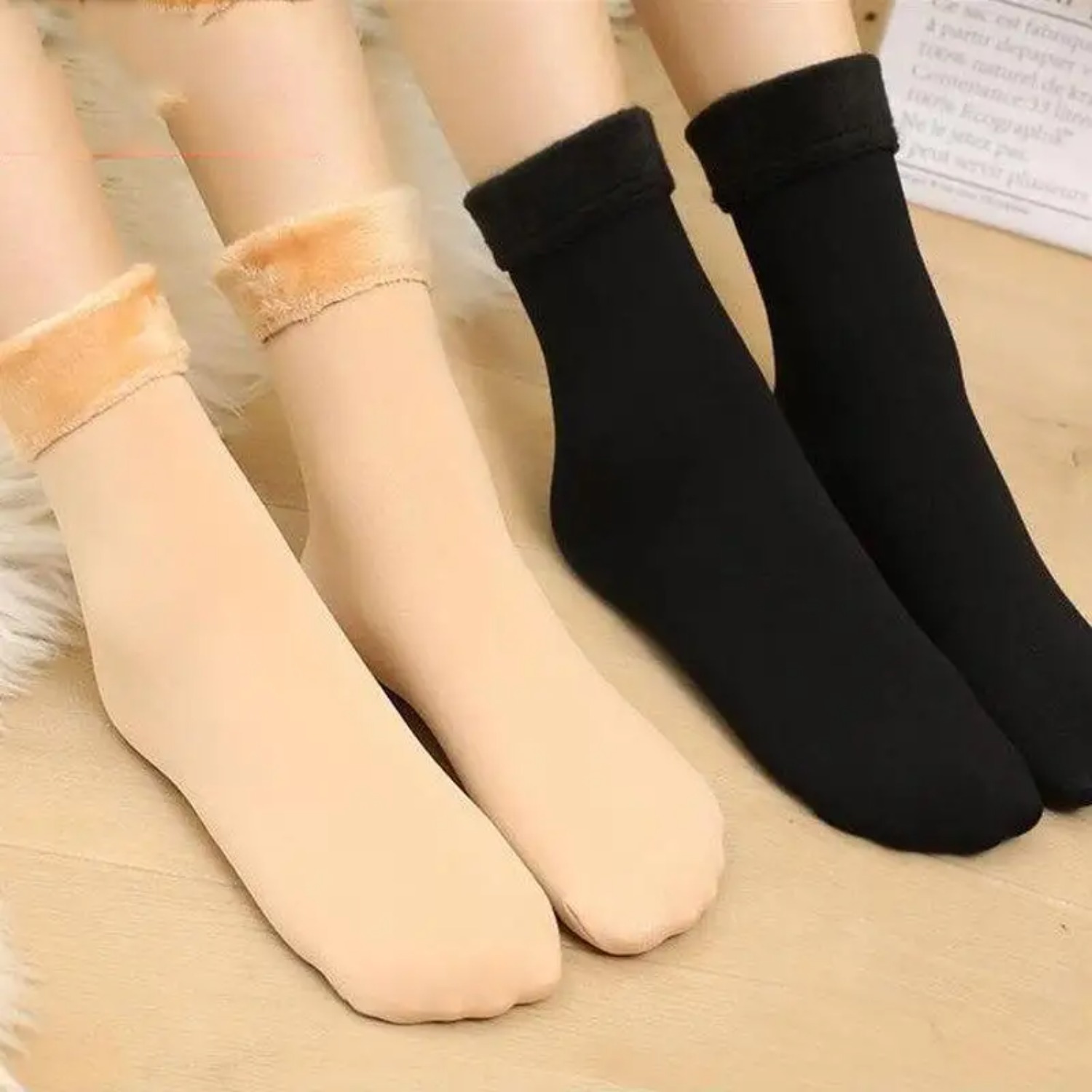 5足組/冬用暖かい無地レディースソックス 厚手サーマルソック - Thermal Sock Winter のレビューと価格