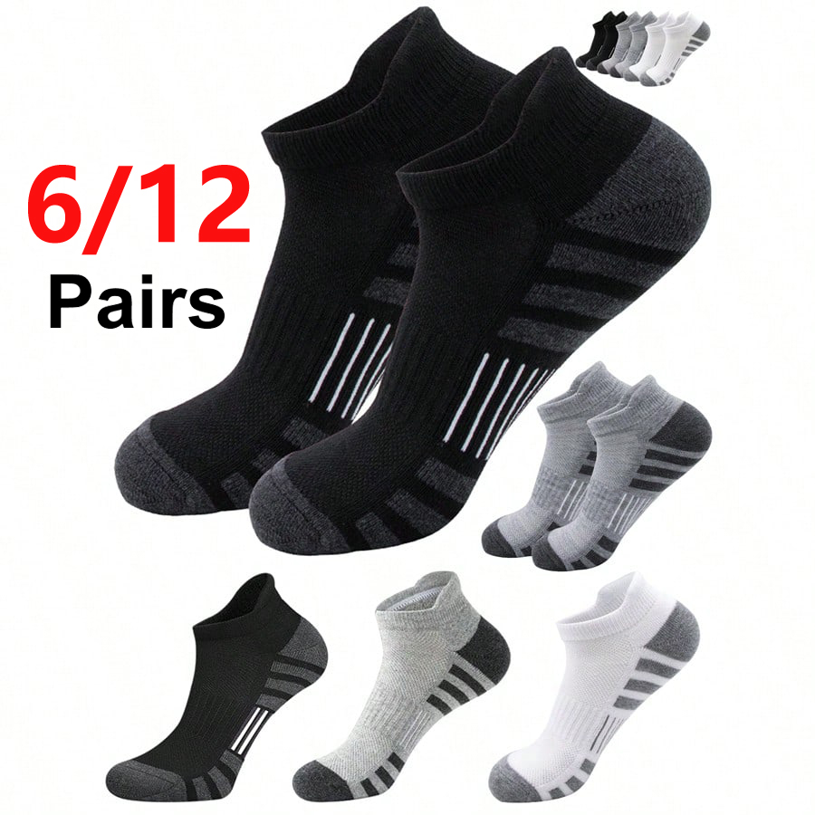 6/24ペア クッション性のある通気性のあるアンクル丈アスレ - Athletic Sock Cushion のレビューと価格