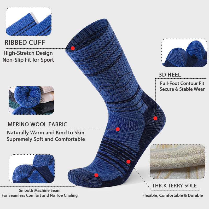 メリノウールブーツソックス、保温性のある暖かい冬用厚手クッシ - Thermal Sock Winter のレビューと価格