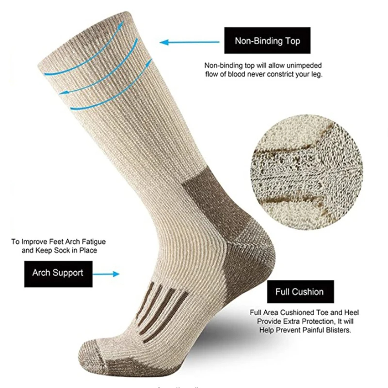80% ウール靴下厚み暖かいハイキングクッションクルーソック - Wool Hiking Sock のレビューと価格
