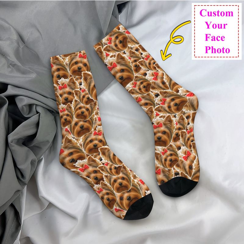 かわいいメンズパーソナライズドッグフェイスカスタムドレスソッ - Dress Sock Men のレビューと価格